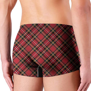 Red Stewart Tartan Pattern Print Men's Boxer Briefs