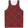 Red Stewart Tartan Pattern Print Men's Tank Top