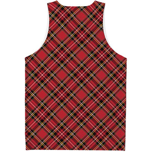 Red Stewart Tartan Pattern Print Men's Tank Top