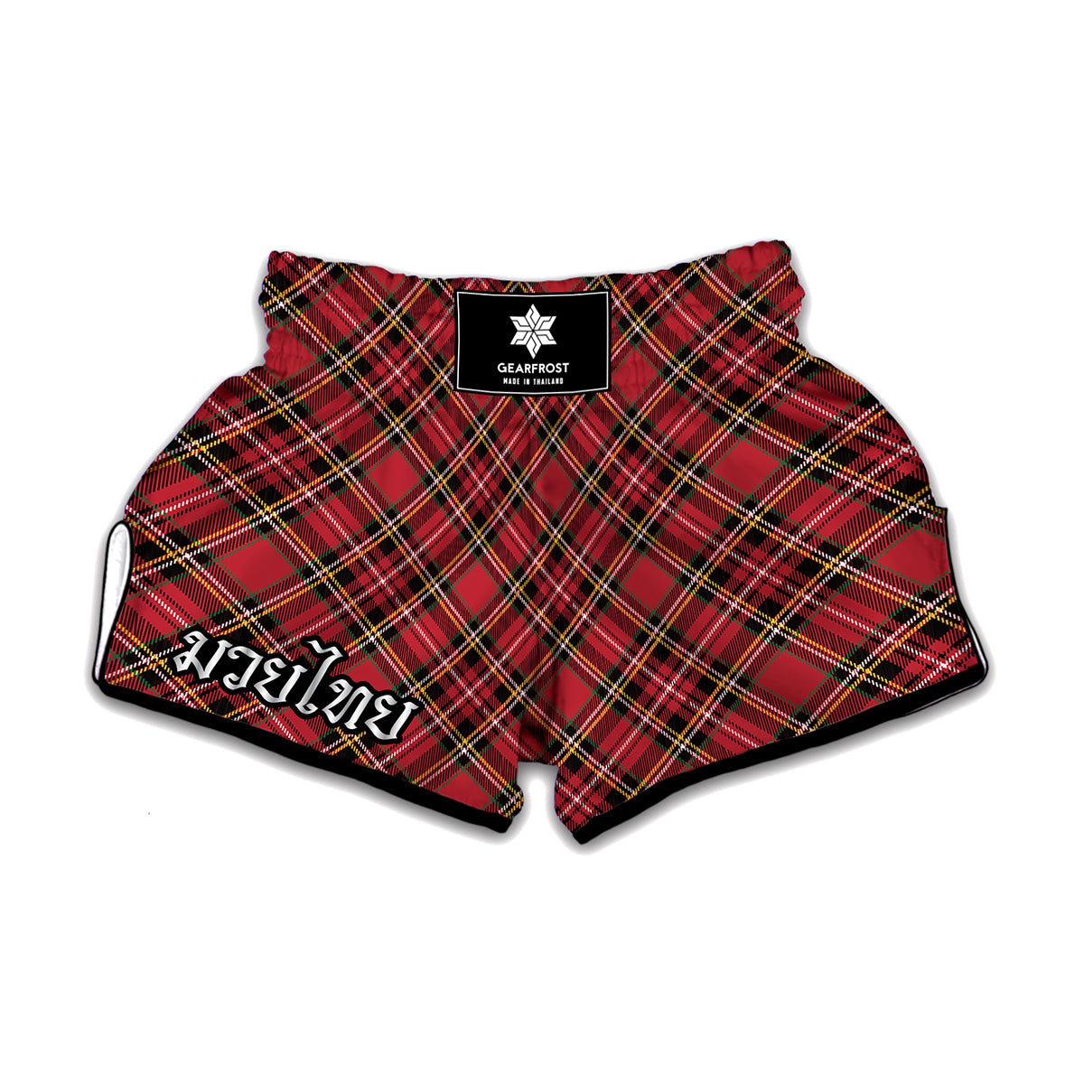 Red Stewart Tartan Pattern Print Muay Thai Boxing Shorts