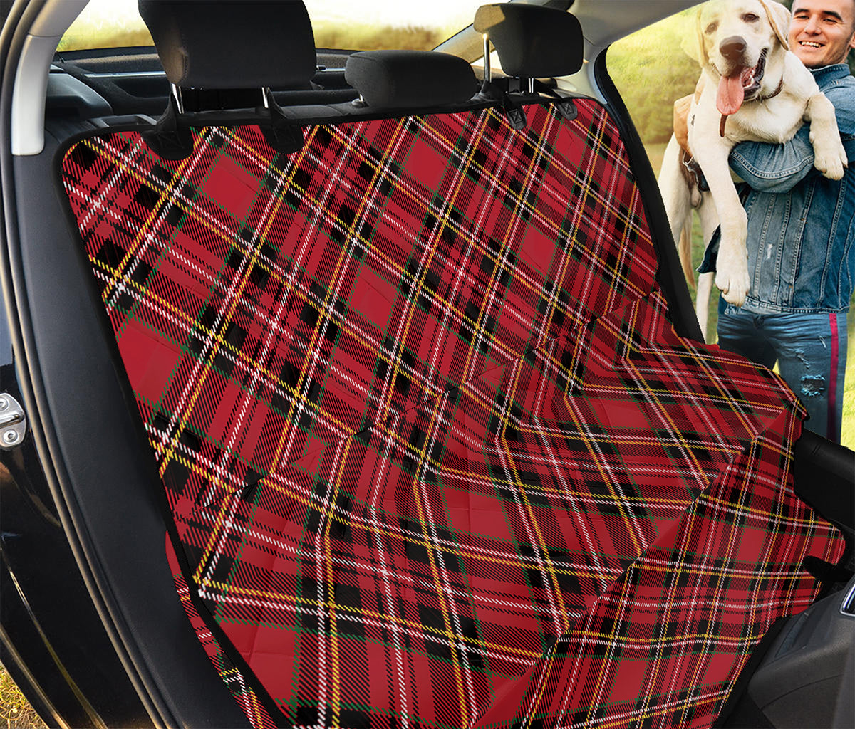 Red Stewart Tartan Pattern Print Pet Car Back Seat Cover