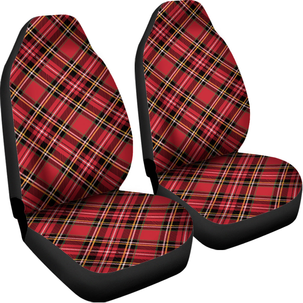 Red Stewart Tartan Pattern Print Universal Fit Car Seat Covers