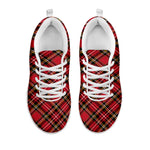 Red Stewart Tartan Pattern Print White Sneakers