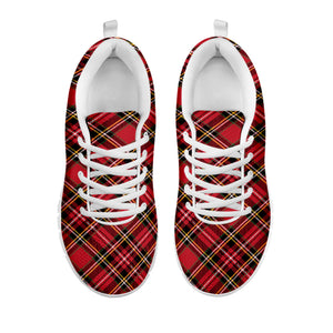 Red Stewart Tartan Pattern Print White Sneakers