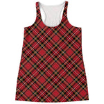 Red Stewart Tartan Pattern Print Women's Racerback Tank Top