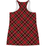Red Stewart Tartan Pattern Print Women's Racerback Tank Top