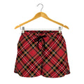 Red Stewart Tartan Pattern Print Women's Shorts