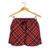 Red Stewart Tartan Pattern Print Women's Shorts