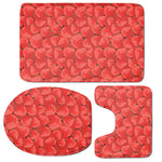 Red Strawberry Pattern Print 3 Piece Bath Mat Set