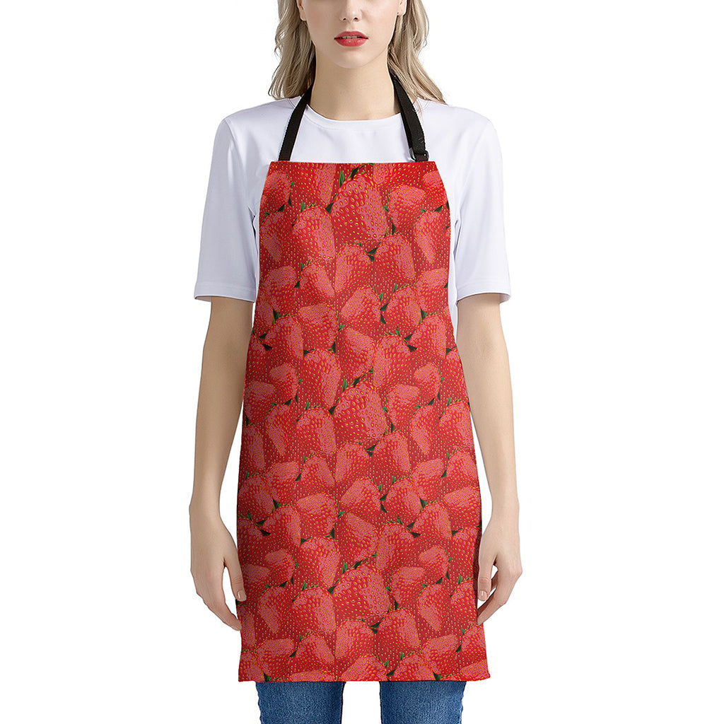 Red Strawberry Pattern Print Apron