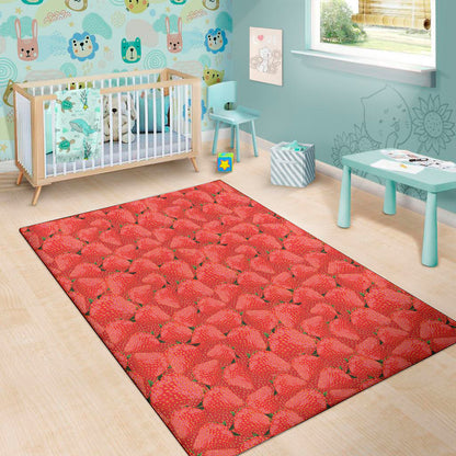 Red Strawberry Pattern Print Area Rug