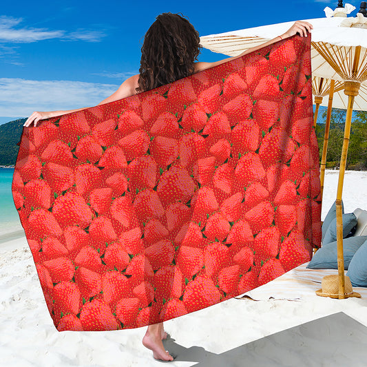 Red Strawberry Pattern Print Beach Sarong Wrap