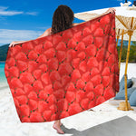 Red Strawberry Pattern Print Beach Sarong Wrap