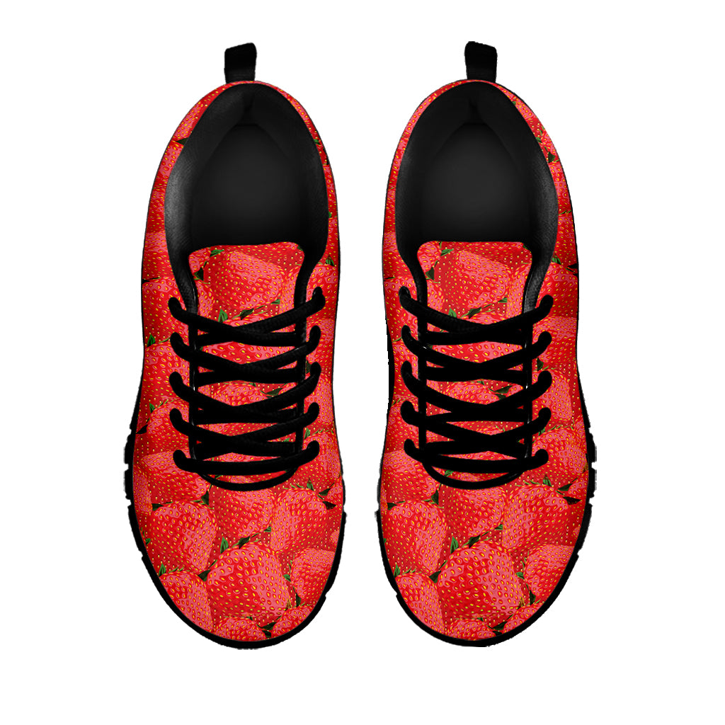Red Strawberry Pattern Print Black Sneakers