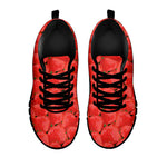 Red Strawberry Pattern Print Black Sneakers