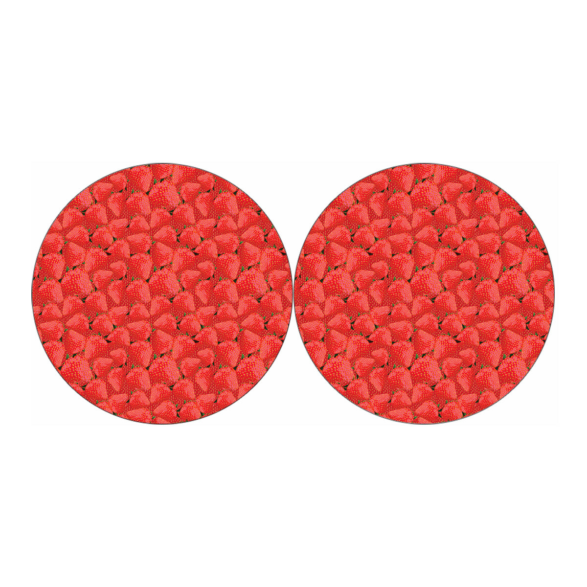 Red Strawberry Pattern Print Car Coasters