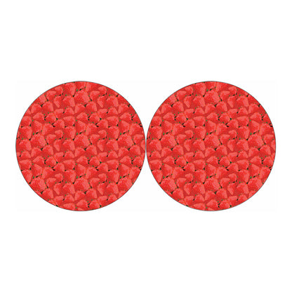 Red Strawberry Pattern Print Car Coasters