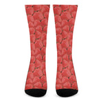 Red Strawberry Pattern Print Crew Socks