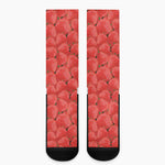 Red Strawberry Pattern Print Crew Socks