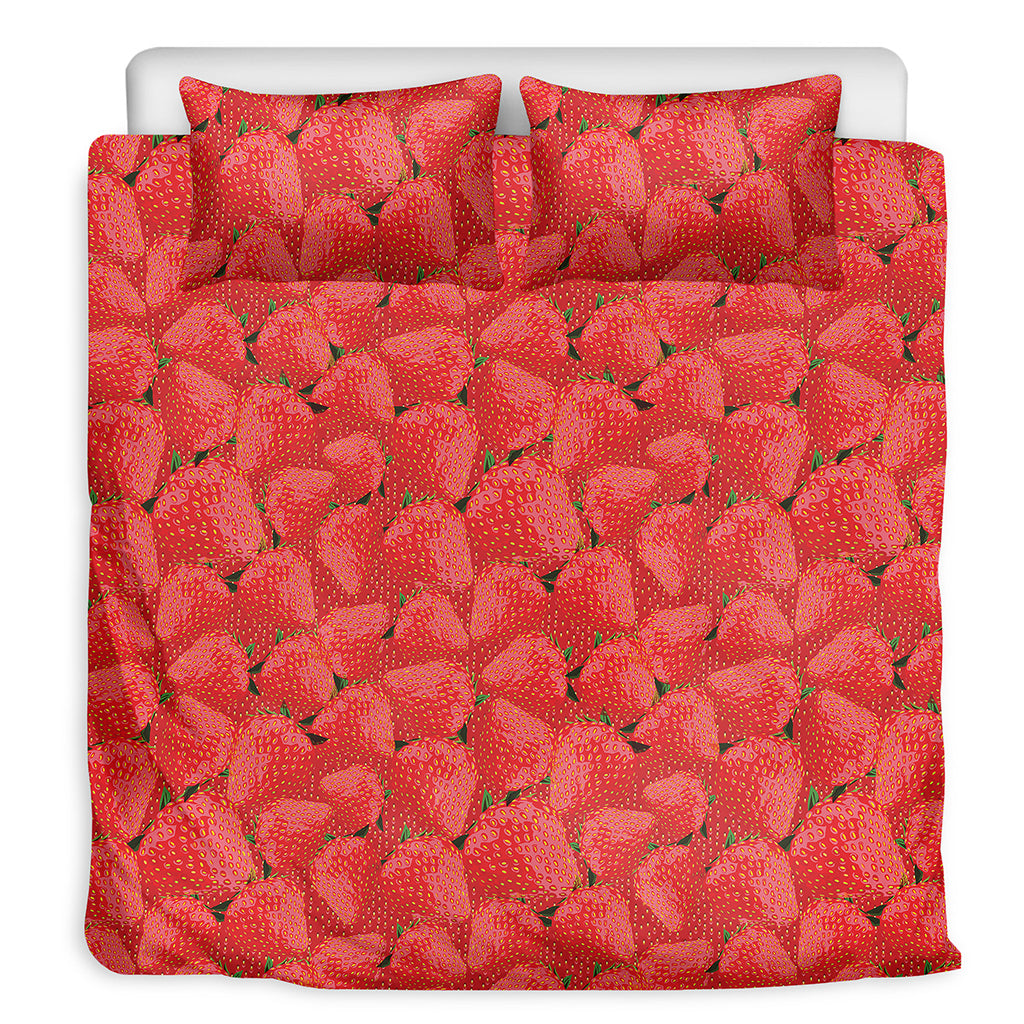 Red Strawberry Pattern Print Duvet Cover Bedding Set
