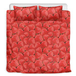 Red Strawberry Pattern Print Duvet Cover Bedding Set