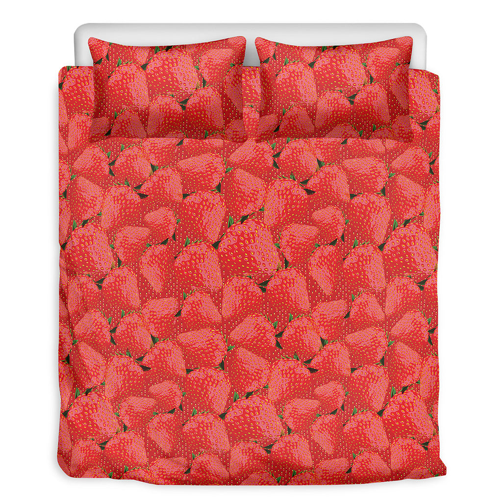 Red Strawberry Pattern Print Duvet Cover Bedding Set