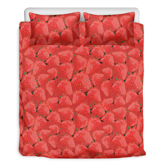Red Strawberry Pattern Print Duvet Cover Bedding Set