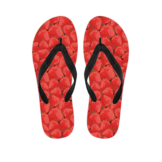 Red Strawberry Pattern Print Flip Flops