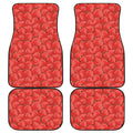 Red Strawberry Pattern Print Front and Back Car Floor Mats