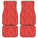 Red Strawberry Pattern Print Front and Back Car Floor Mats