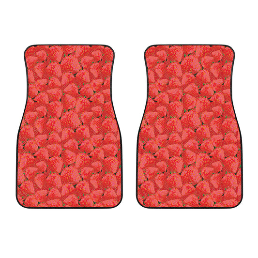 Red Strawberry Pattern Print Front Car Floor Mats