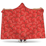 Red Strawberry Pattern Print Hooded Blanket