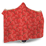 Red Strawberry Pattern Print Hooded Blanket