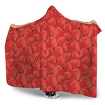 Red Strawberry Pattern Print Hooded Blanket