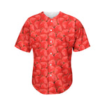 Red Strawberry Pattern Print Men's Baseball Jersey