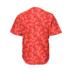 Red Strawberry Pattern Print Men's Baseball Jersey