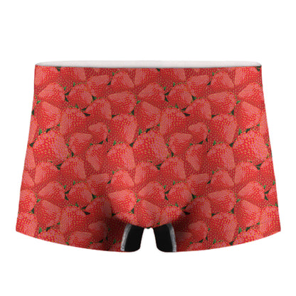 Red Strawberry Pattern Print Men's Boxer Briefs