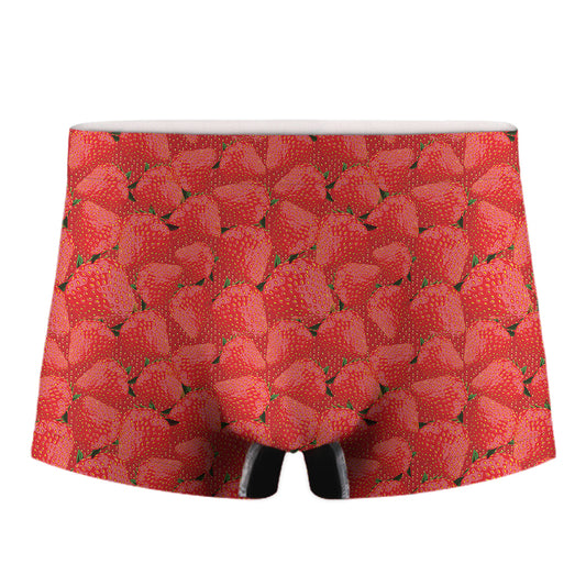 Red Strawberry Pattern Print Men's Boxer Briefs