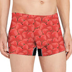 Red Strawberry Pattern Print Men's Boxer Briefs