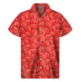 Red Strawberry Pattern Print Men's Short Sleeve Shirt