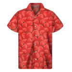 Red Strawberry Pattern Print Men's Short Sleeve Shirt