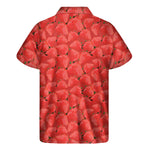 Red Strawberry Pattern Print Men's Short Sleeve Shirt