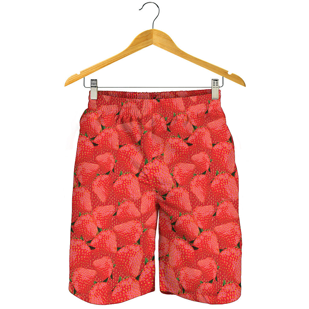 Red Strawberry Pattern Print Men's Shorts