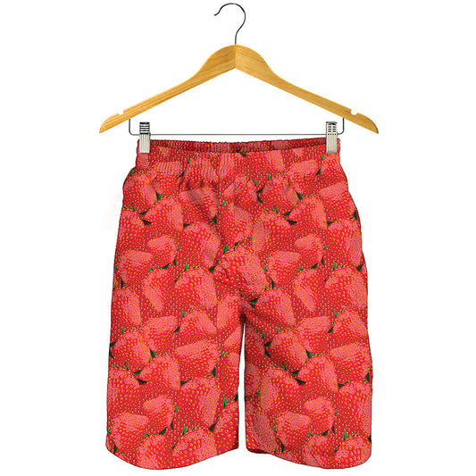 Red Strawberry Pattern Print Men's Shorts