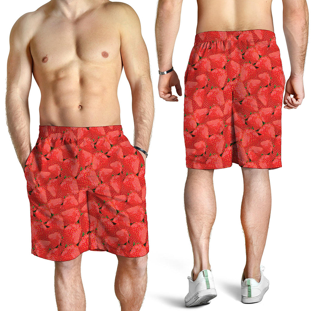 Red Strawberry Pattern Print Men's Shorts