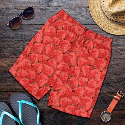 Red Strawberry Pattern Print Men's Shorts