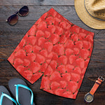 Red Strawberry Pattern Print Men's Shorts