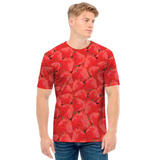 Red Strawberry Pattern Print Men's T-Shirt