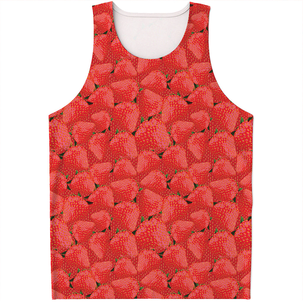Red Strawberry Pattern Print Men's Tank Top
