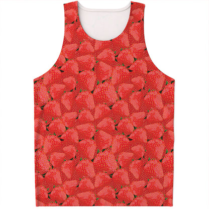 Red Strawberry Pattern Print Men's Tank Top